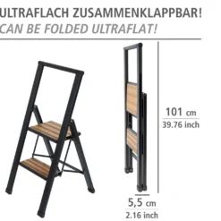 Alu-Design Klapptrittleiter 2-stufig Schwarz WENKO