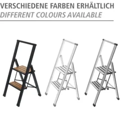 Alu-Design Klapptrittleiter 2-stufig Schwarz WENKO