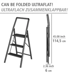 Alu-Klapptrittleiter Compact 3-stufig Schwarz WENKO