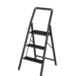 Alu-Klapptrittleiter Compact 3-stufig Schwarz WENKO