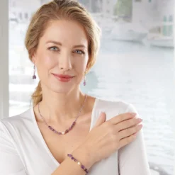 Amethyst-Kette mit Süßwasserperle