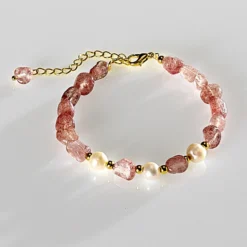 Armband Strawberry-Quarz und Süßwasserperlen Amélie di Santi