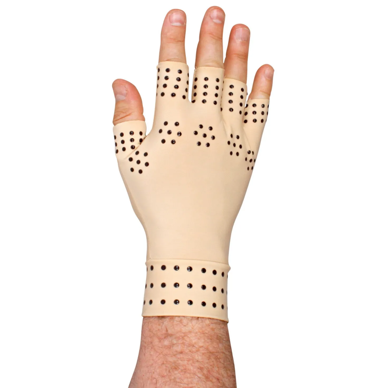 Arthritis Kompressionshandschuhe beige fingerlos magnetisch Java