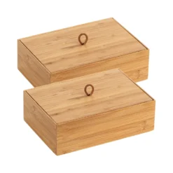 Aufbewahrungsbox „Terra“ L mit Deckel, 2er Set, Bambus WENKO