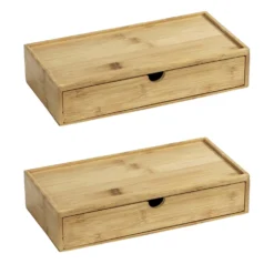 Aufbewahrungsbox „Terra“ mit Schublade, 2er Set, Bambus WENKO