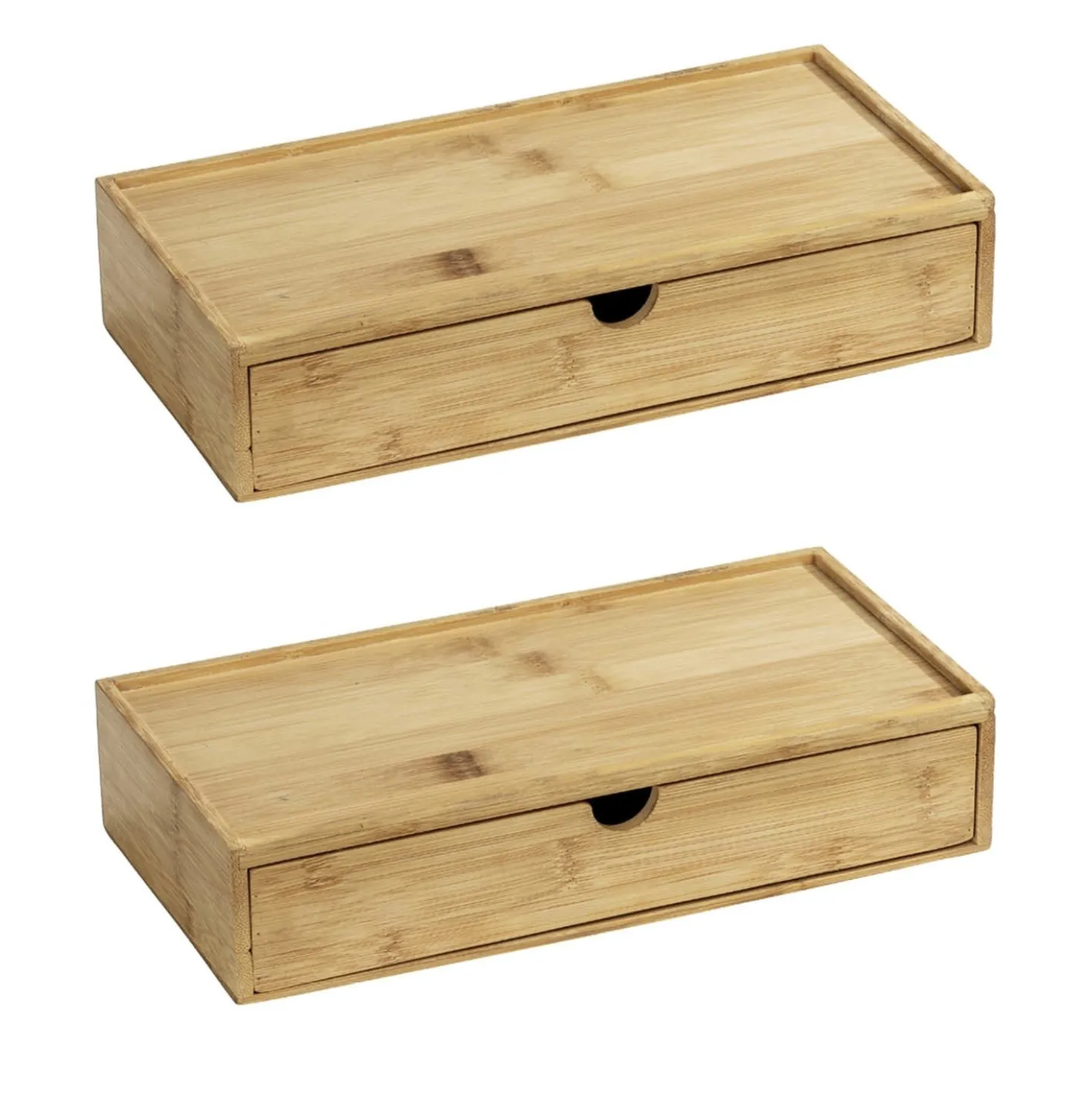 Aufbewahrungsbox „Terra“ mit Schublade, 2er Set, Bambus WENKO