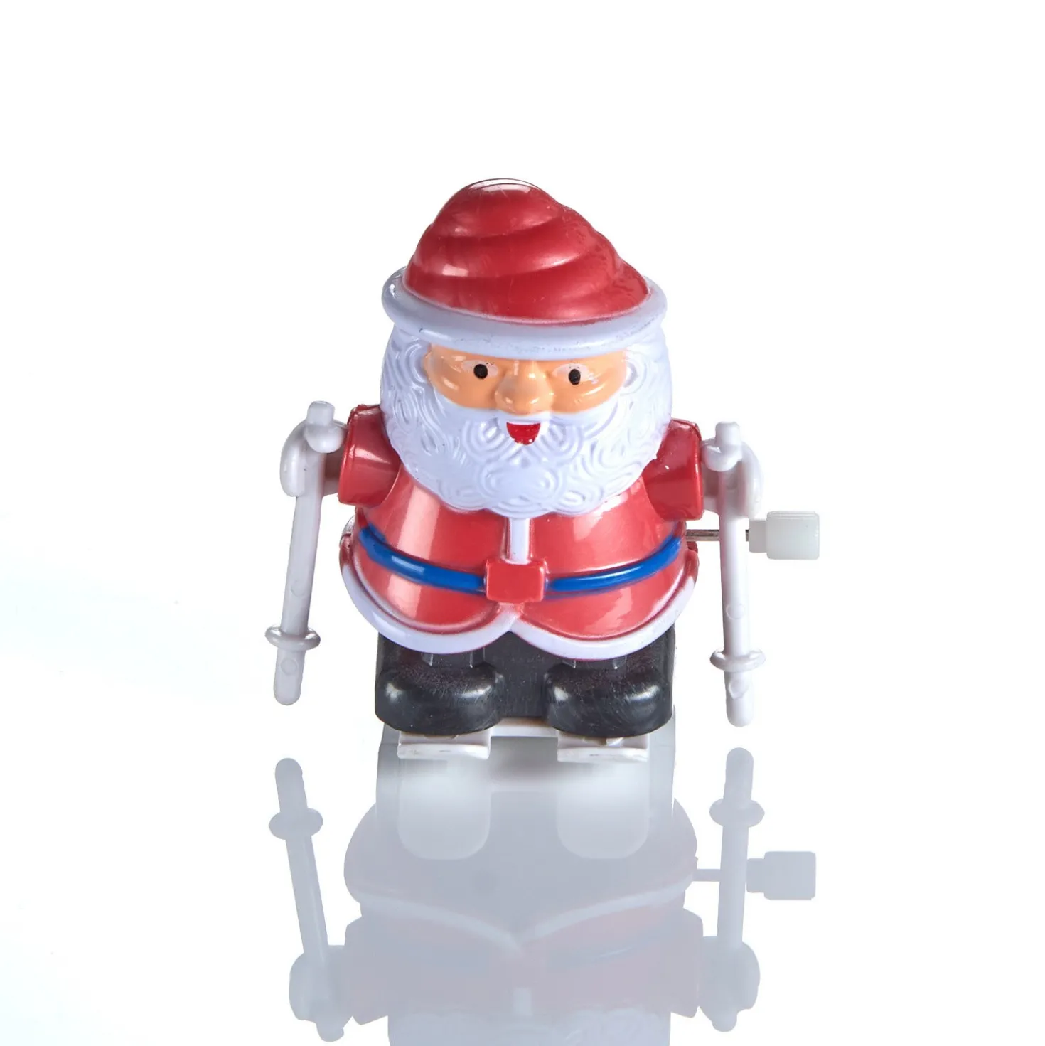 Aufziehspielzeug Weihnachtsmann auf Skiern