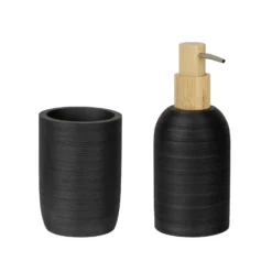 Bad-Accessoire Set „Altavalle“, 2-tlg., schwarz/Bambus WENKO