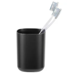 Bad-Accessoire Set „Davos“, 4-tlg., schwarz mit Treteimer WENKO