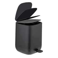 Bad-Accessoire Set „Davos“, 4-tlg., schwarz mit Treteimer WENKO