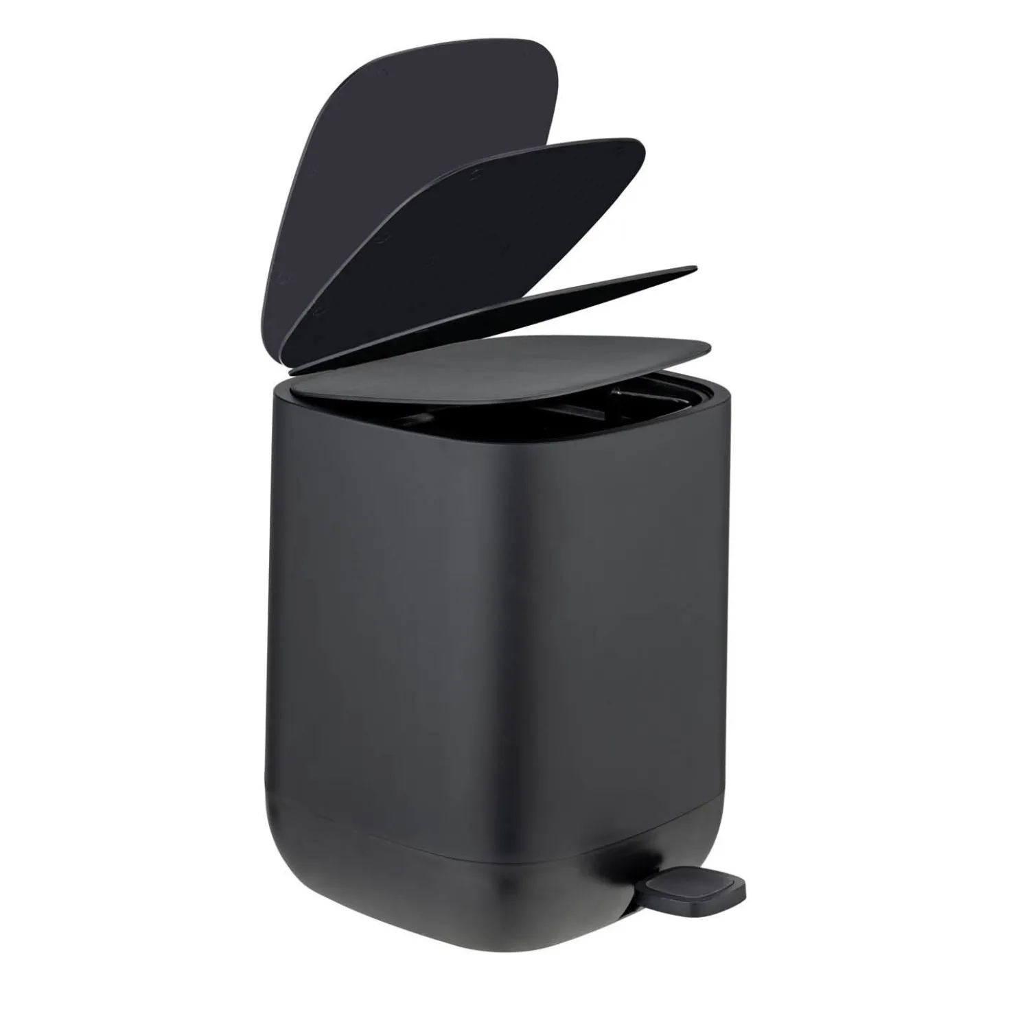 Bad-Accessoire Set „Davos“, 4-tlg., schwarz mit Treteimer WENKO
