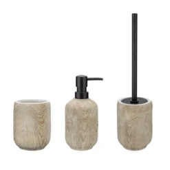 Bad-Accessoire Set „Florio“, 3-tlg. aus Keramik in Holz-Optik WENKO