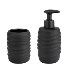 Bad-Accessoire Set „Illana“, 2-tlg., schwarz, Soft-Touch Keramik WENKO