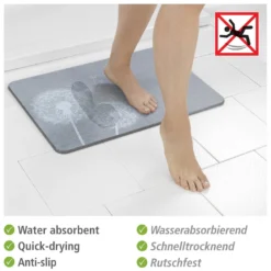 Badematte Mod. Astera Grau, aus Diatomit WENKO