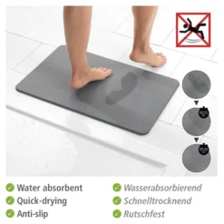 Badematte Simi grau aus Diatomit WENKO
