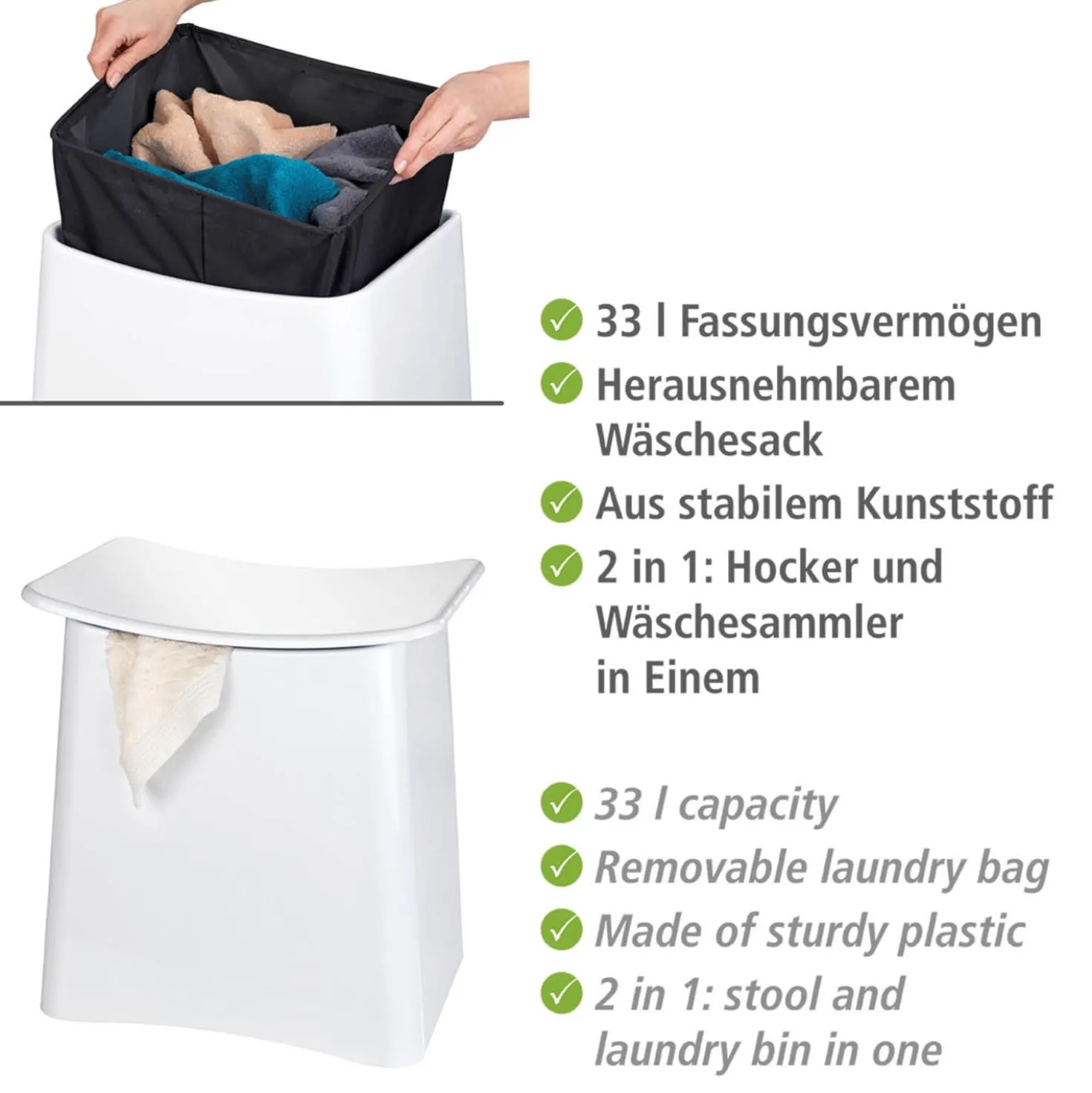Badhocker Wing 2-in-1 Weiß WENKO