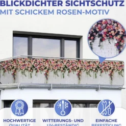Balkon-Sichtschutz Rosen 5 m MAXIMEX