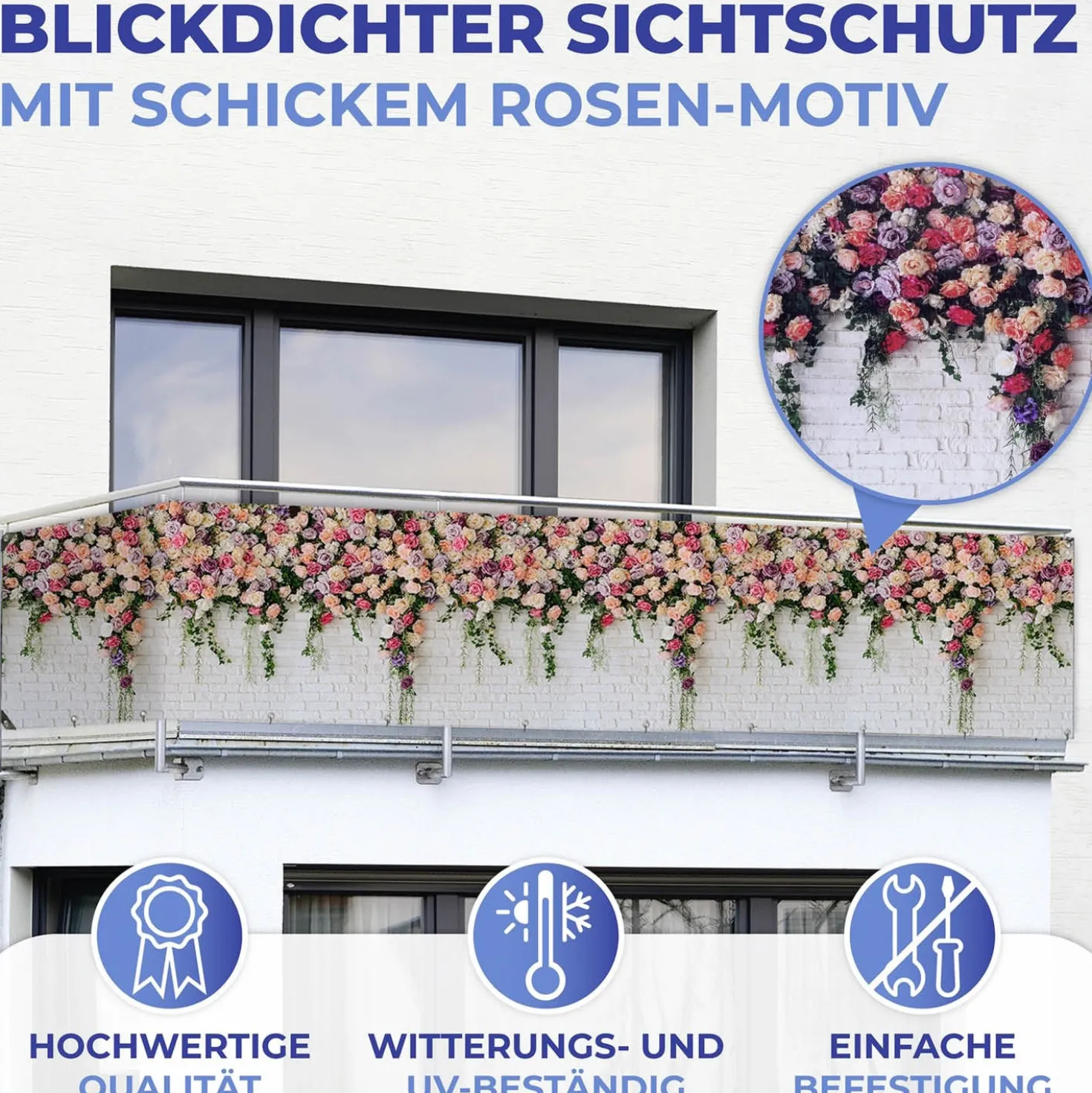 Balkon-Sichtschutz Rosen 5 m MAXIMEX