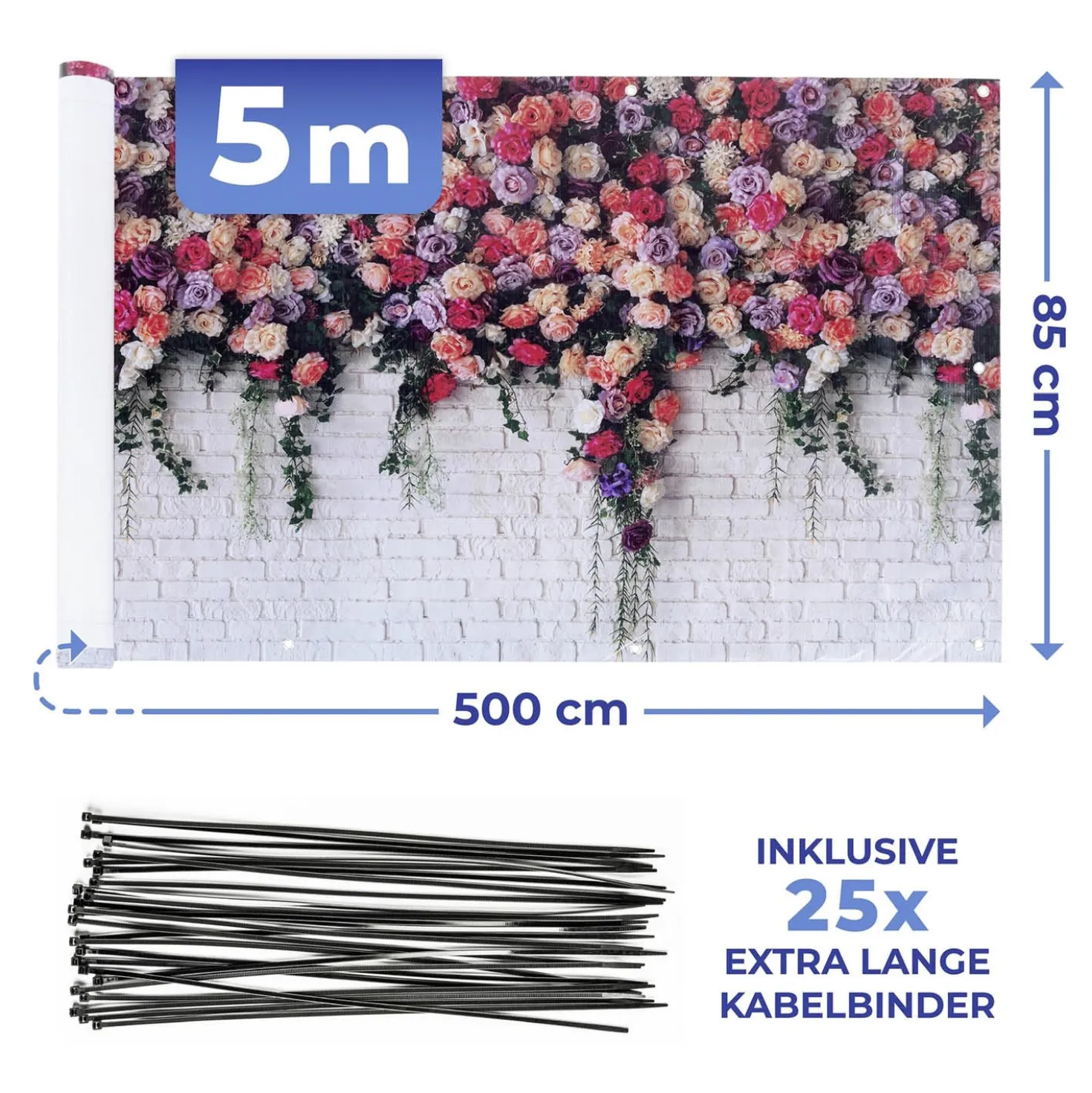 Balkon-Sichtschutz Rosen 5 m MAXIMEX