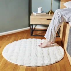 Bettvorleger Bubble-Fleece creme rund Ø 90cm Eldo