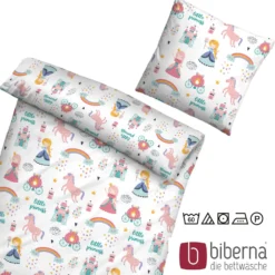 biberna Feinbiber-Bettwäsche LITTLE PRINCESS weiß, 135x200 cm + 80x80 cm