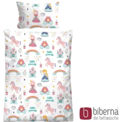 biberna Feinbiber-Bettwäsche LITTLE PRINCESS weiß, 100x135 cm + 40x60 cm