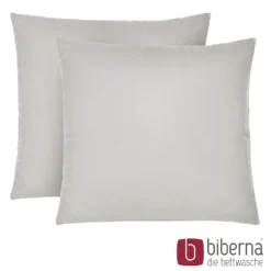 biberna Feinjersey-Kopfkissenbezug Doppelpack sturmgrau, 2x 80x80 cm