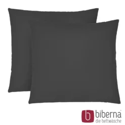 biberna Feinjersey-Kopfkissenbezug Doppelpack titanium, 2x 80x80 cm
