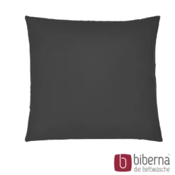 biberna Feinjersey-Kopfkissenbezug Doppelpack titanium, 2x 80x80 cm