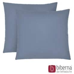 biberna Feinjersey-Kopfkissenbezug Doppelpack blau, 2x 80x80 cm