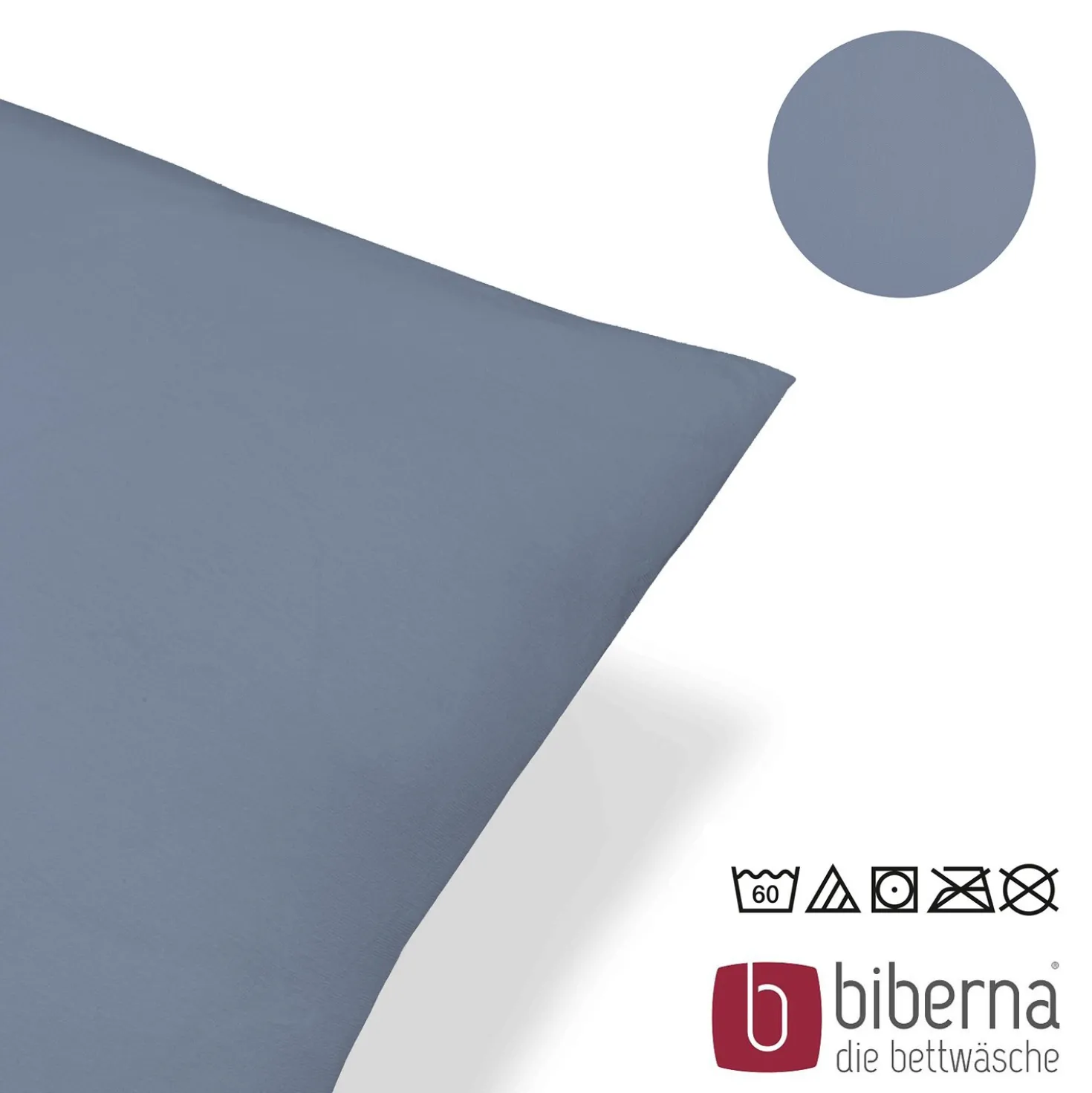 biberna Feinjersey-Kopfkissenbezug Doppelpack blau, 2x 80x80 cm