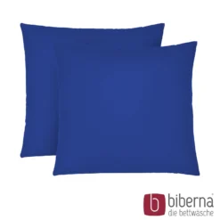 biberna Feinjersey-Kopfkissenbezug Doppelpack saphir, 2x 80x80 cm