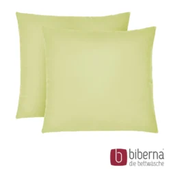 biberna Feinjersey-Kopfkissenbezug Doppelpack pistaziengrün, 2x 80x80 cm
