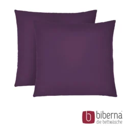 biberna Feinjersey-Kopfkissenbezug Doppelpack dunkel violett, 2x 80x80 cm