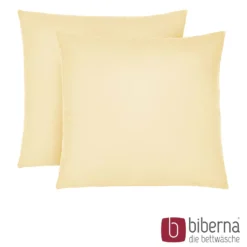 biberna Feinjersey-Kopfkissenbezug Doppelpack gelb, 2x 80x80 cm