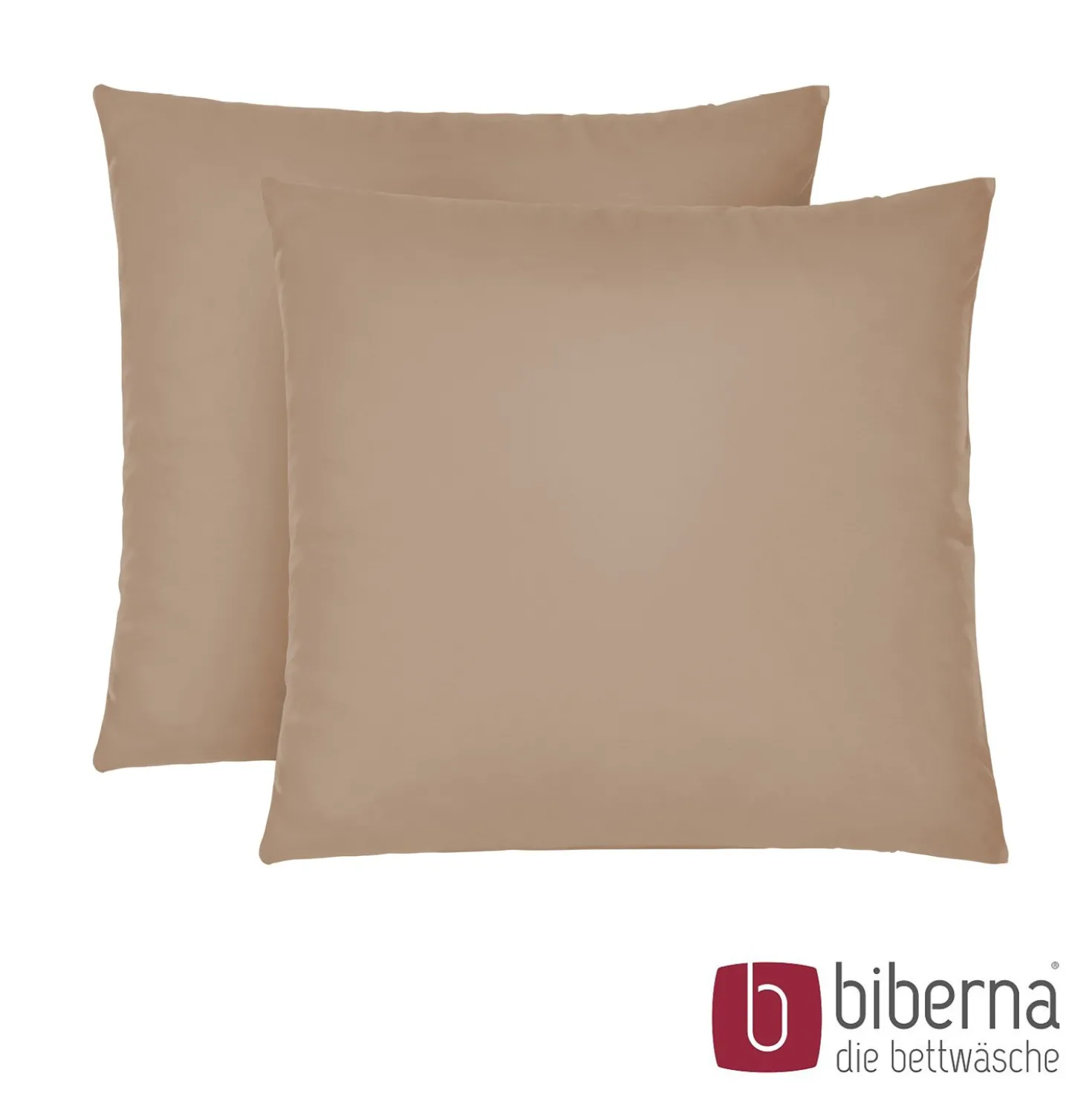 biberna Feinjersey-Kopfkissenbezug Doppelpack macchiato, 2x 80x80 cm