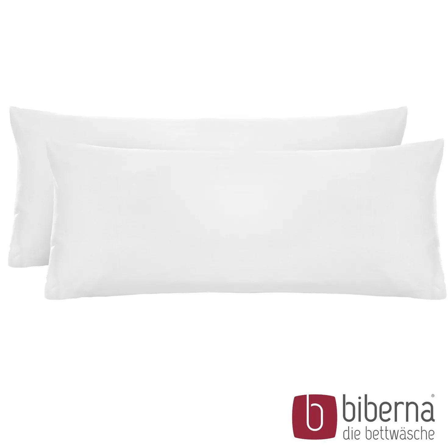 biberna Feinjersey-Kopfkissenbezug Doppelpack weiss, 2x 40x80 cm