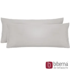 biberna Feinjersey-Kopfkissenbezug Doppelpack sturmgrau, 2x 40x80 cm