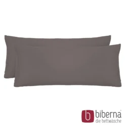 biberna Feinjersey-Kopfkissenbezug Doppelpack silber/grau, 2x 40x80 cm