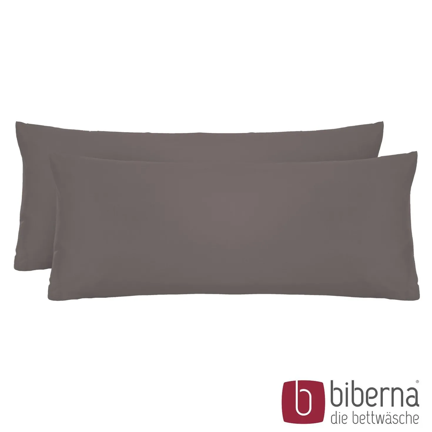 biberna Feinjersey-Kopfkissenbezug Doppelpack silber/grau, 2x 40x80 cm