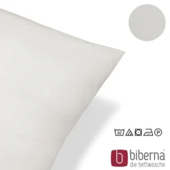biberna Feinjersey-Kopfkissenbezug Doppelpack grau, 2x 40x80 cm