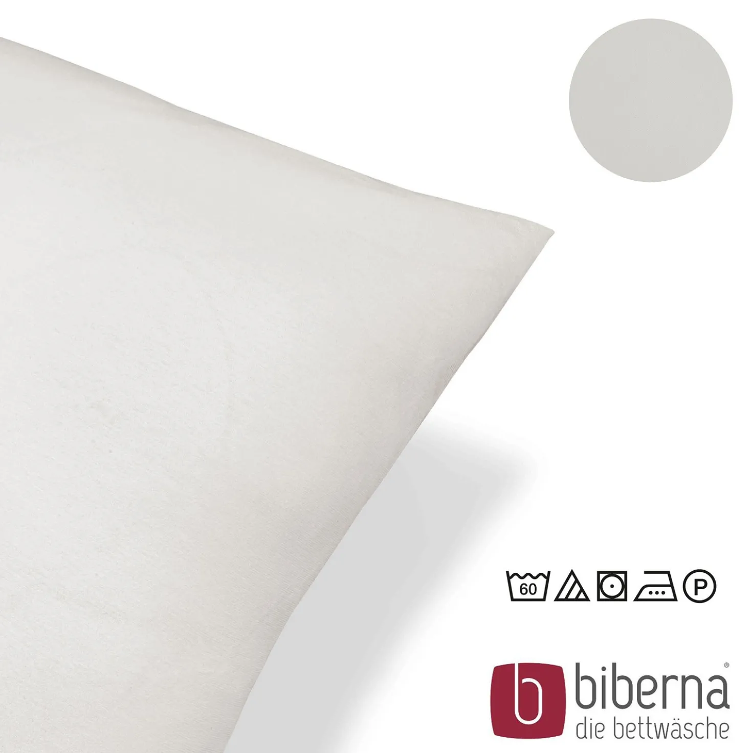 biberna Feinjersey-Kopfkissenbezug Doppelpack grau, 2x 40x80 cm