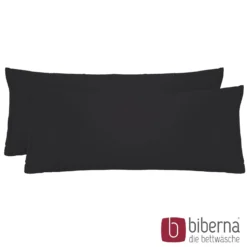 biberna Feinjersey-Kopfkissenbezug Doppelpack schwarz, 2x 40x80 cm