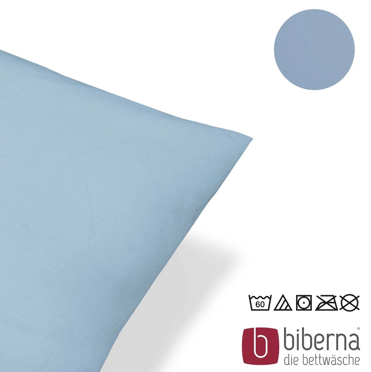 biberna Feinjersey-Kopfkissenbezug Doppelpack eisblau, 2x 40x80 cm