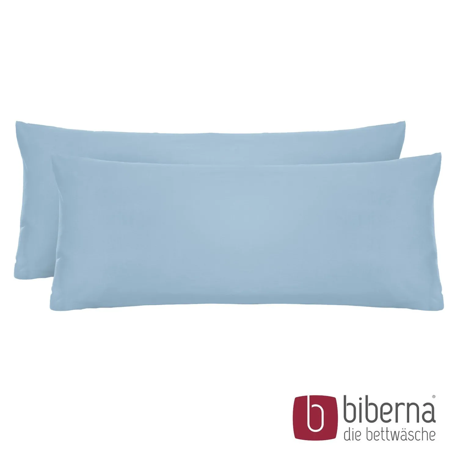 biberna Feinjersey-Kopfkissenbezug Doppelpack eisblau, 2x 40x80 cm