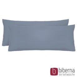 biberna Feinjersey-Kopfkissenbezug Doppelpack blau, 2x 40x80 cm