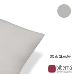 biberna Feinjersey-Kopfkissenbezug Doppelpack sturmgrau, 2x 40x40 cm
