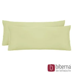 biberna Feinjersey-Kopfkissenbezug Doppelpack pistaziengrün, 2x 40x80 cm