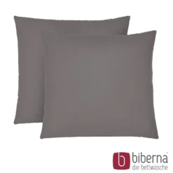 biberna Feinjersey-Kopfkissenbezug Doppelpack silber/grau, 2x 40x40 cm