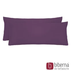 biberna Feinjersey-Kopfkissenbezug Doppelpack dunkel violett, 2x 40x80 cm